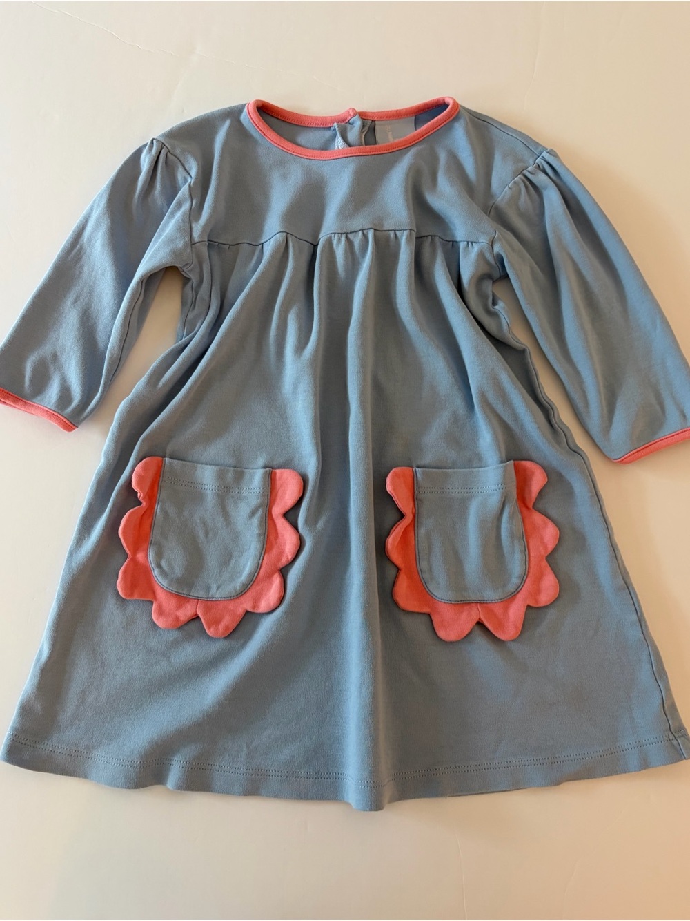Bella Bliss Girls Periwinkle Blue Long Sleeve Dress with Front Pockets Size 6